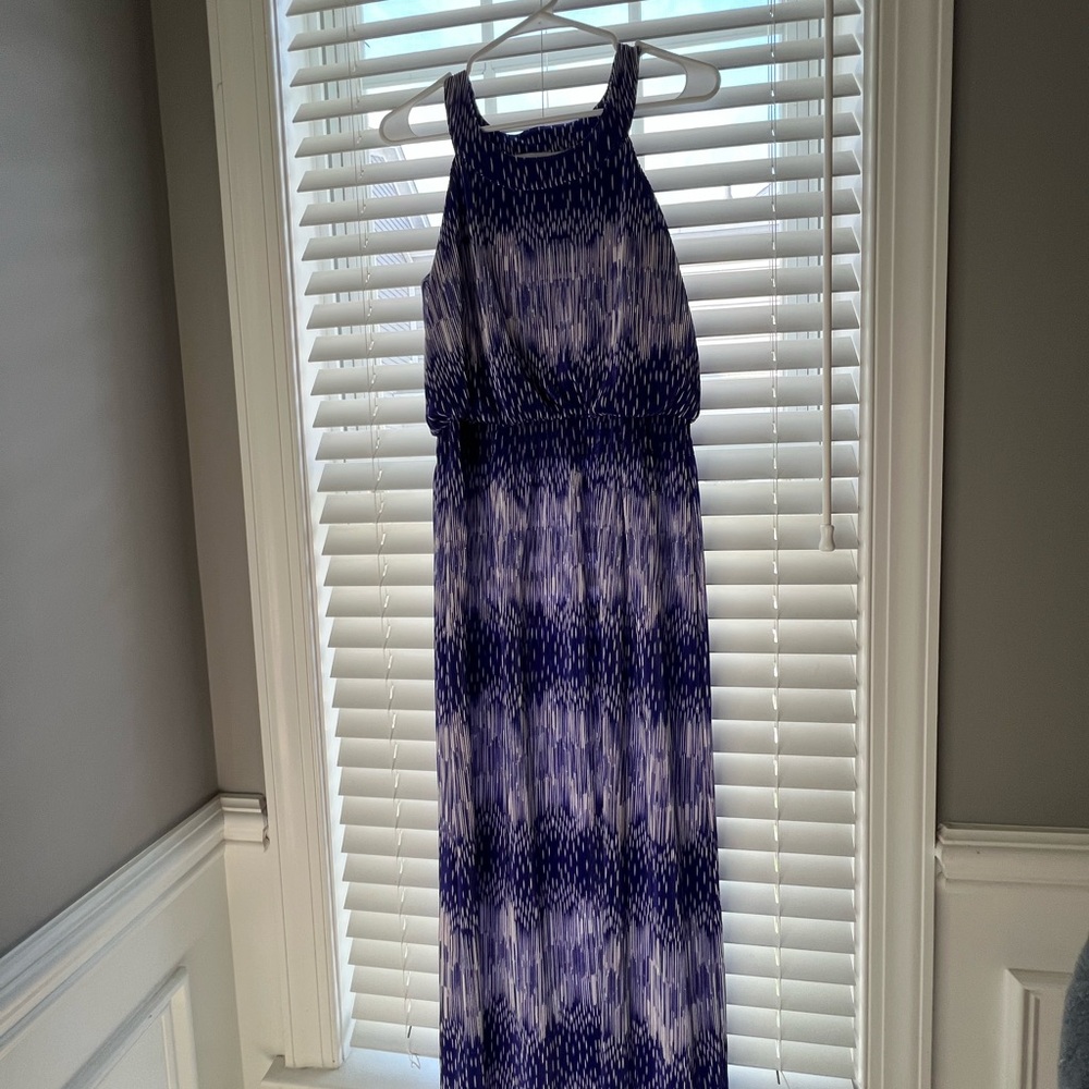 Elegant Purple Patterned Maxi Dress
